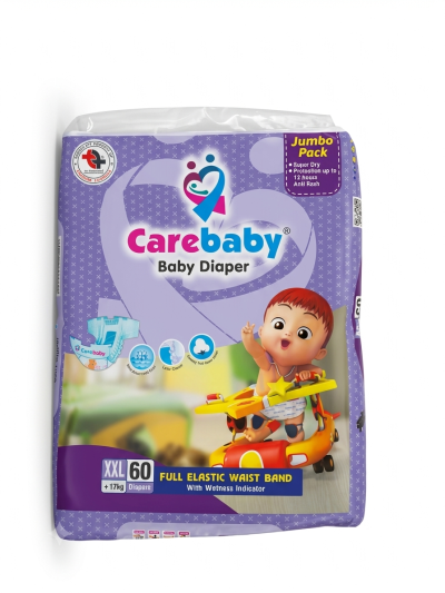 Carebaby Baby Diapers - Extra Extra Large (XXL) Size 6 - Mega Pack - 60 Pcs