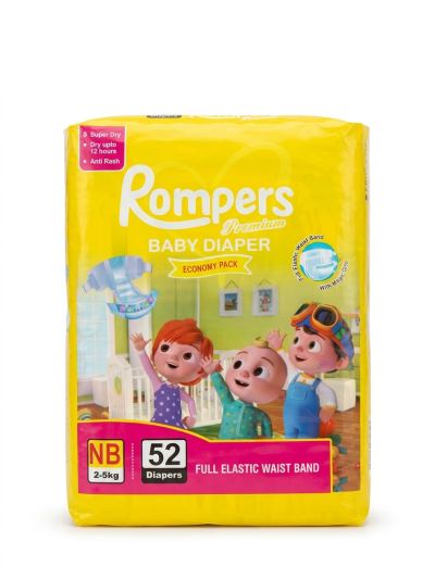 Rompers Baby Diapers - Newborn Size - 52 Pcs