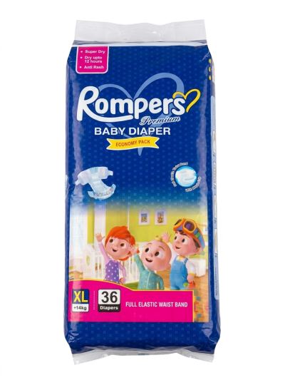 Rompers Baby Diapers - Extra Large Size - 36 Pcs